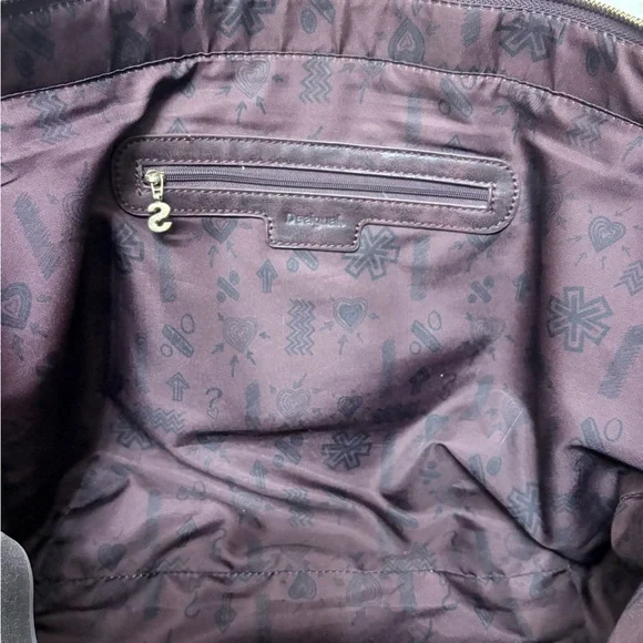 Desigual Bols Bold Sicilia Zipper Large Tote Bag In Burgundy - Picture 7 of 8